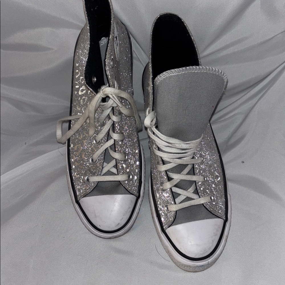 Converse Women’s Silver High-Top Sneakers - Picture 3 of 4